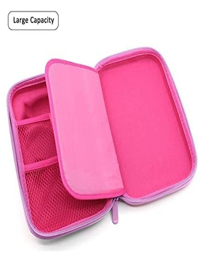 SHB Unicorn Print Large Capacity Hardtop EVA Pencil Pen Holder Case Box with Compartments for School Kids Girls Boys Multipurpose (Unicorn 1) (Flamingo) - Image 3